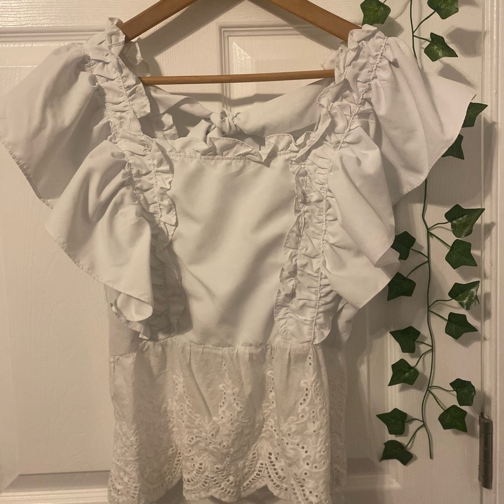 White Dressy Tank with bow tie back